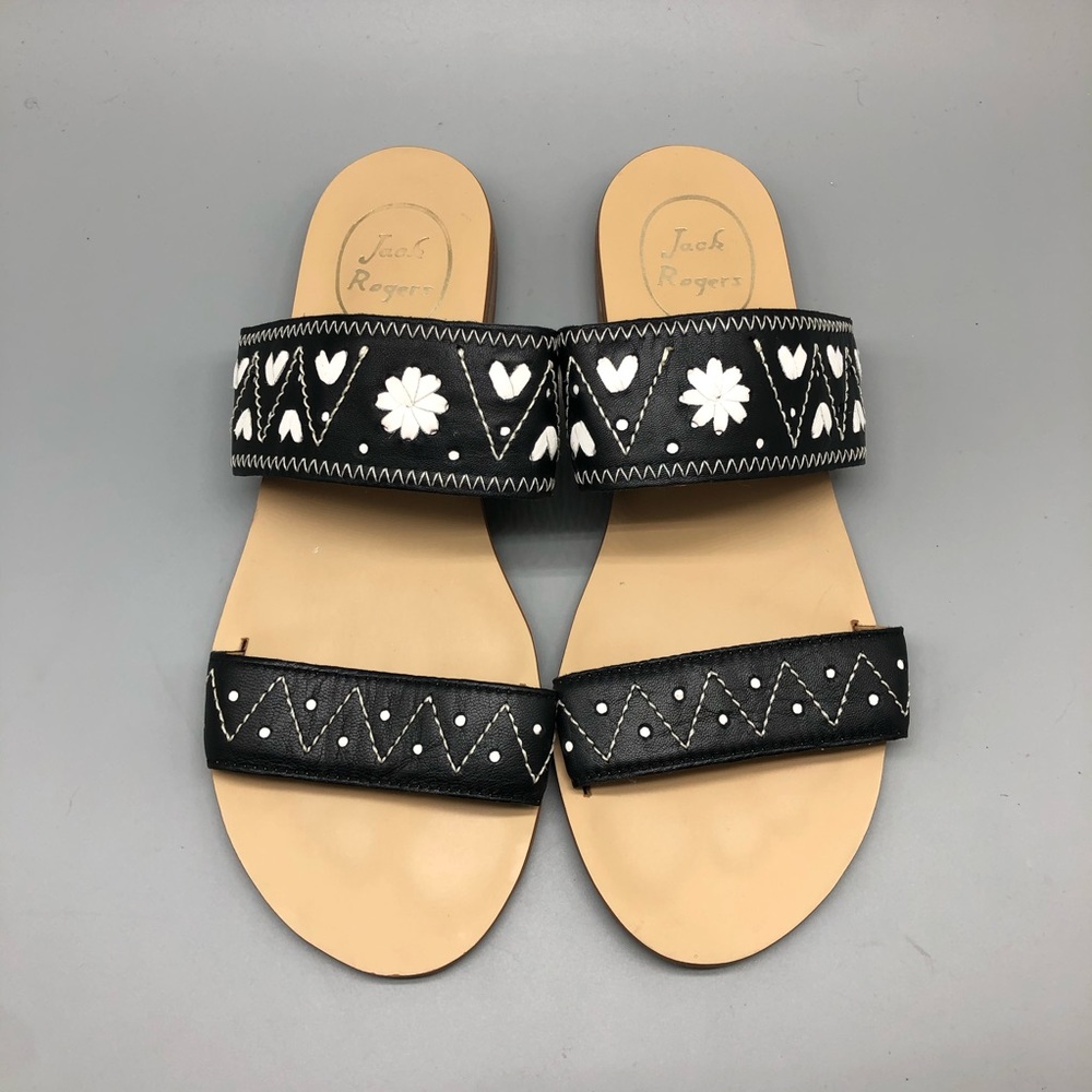 Jack Rogers black white Adair double strap sandals